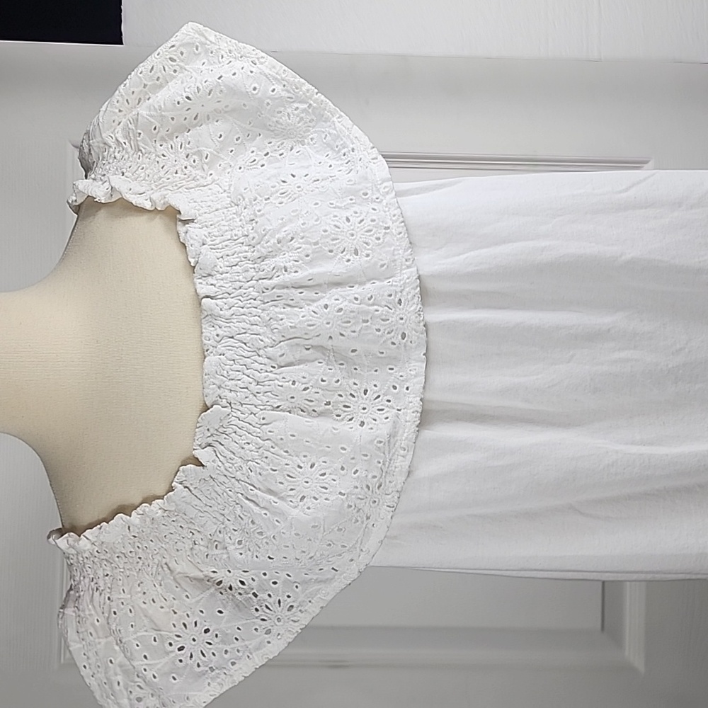 Eyelet off shoulder Top, 100% cotton Size L White - Picture 4 of 9